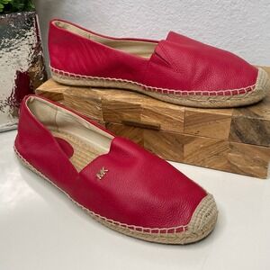 Michael Kors Kendrick Red‎ Leather Espadrilles Slip On Flats Size 8M